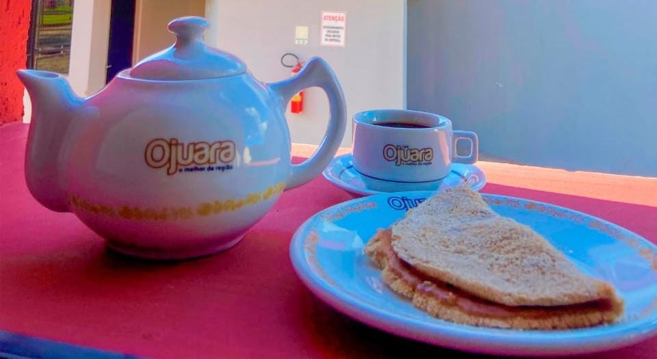 Tapioca feita com café Ojuara, recheada com doce de leite